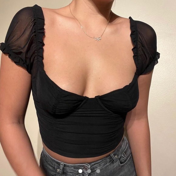Princess Polly Tops - Mesh Ruched Bustier Top